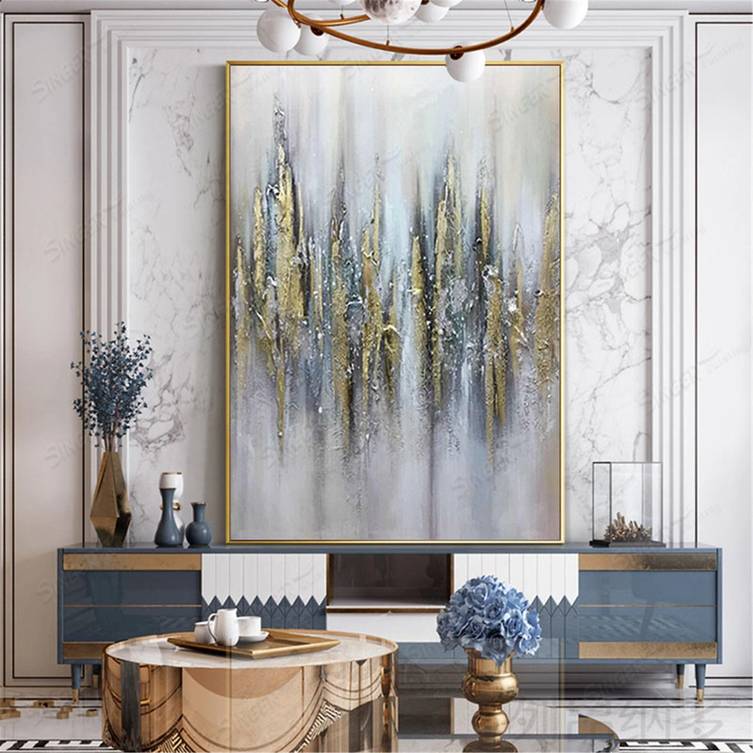 Entryway Handmade Gold Leaf You Office Abstract Canvas Artwork ZC1Q9